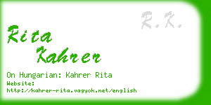 rita kahrer business card